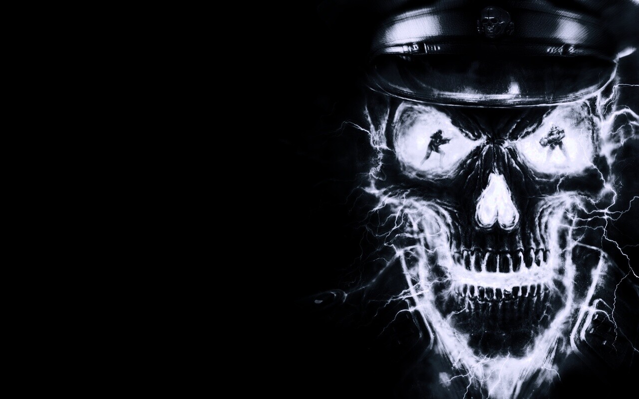 Череп из молний обои