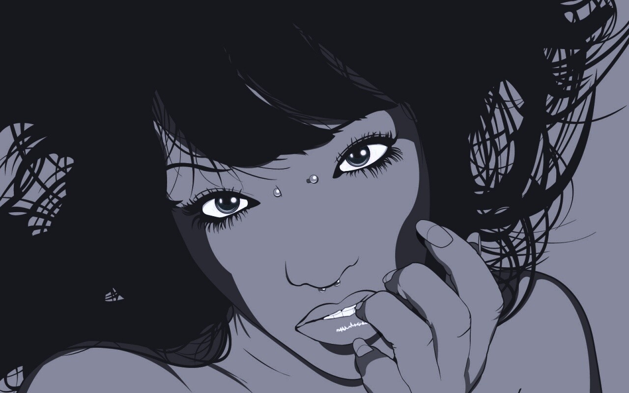 Девушка с пирсингом обои