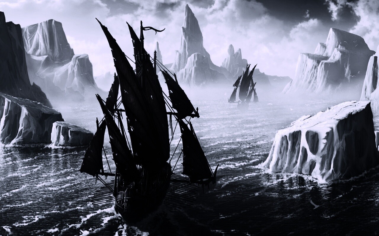 Корабли во льдах обои