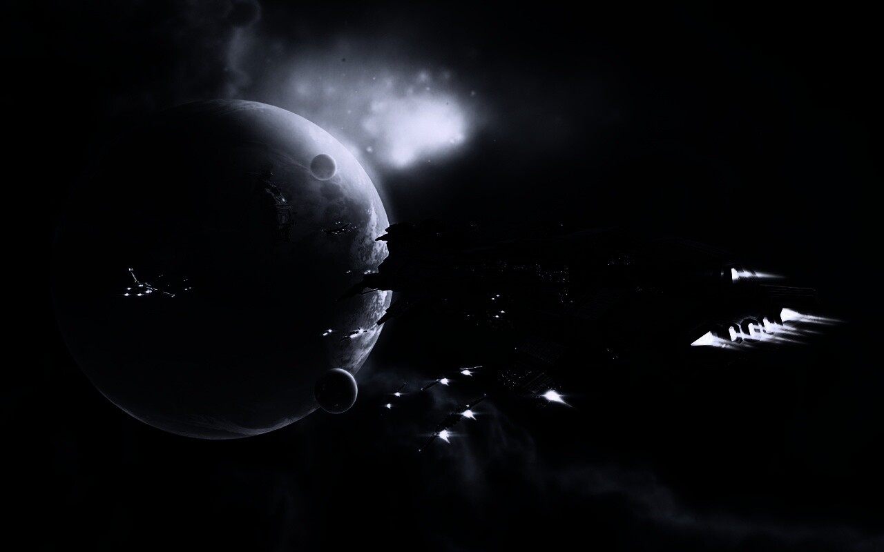 Космический флот атакует планету обои