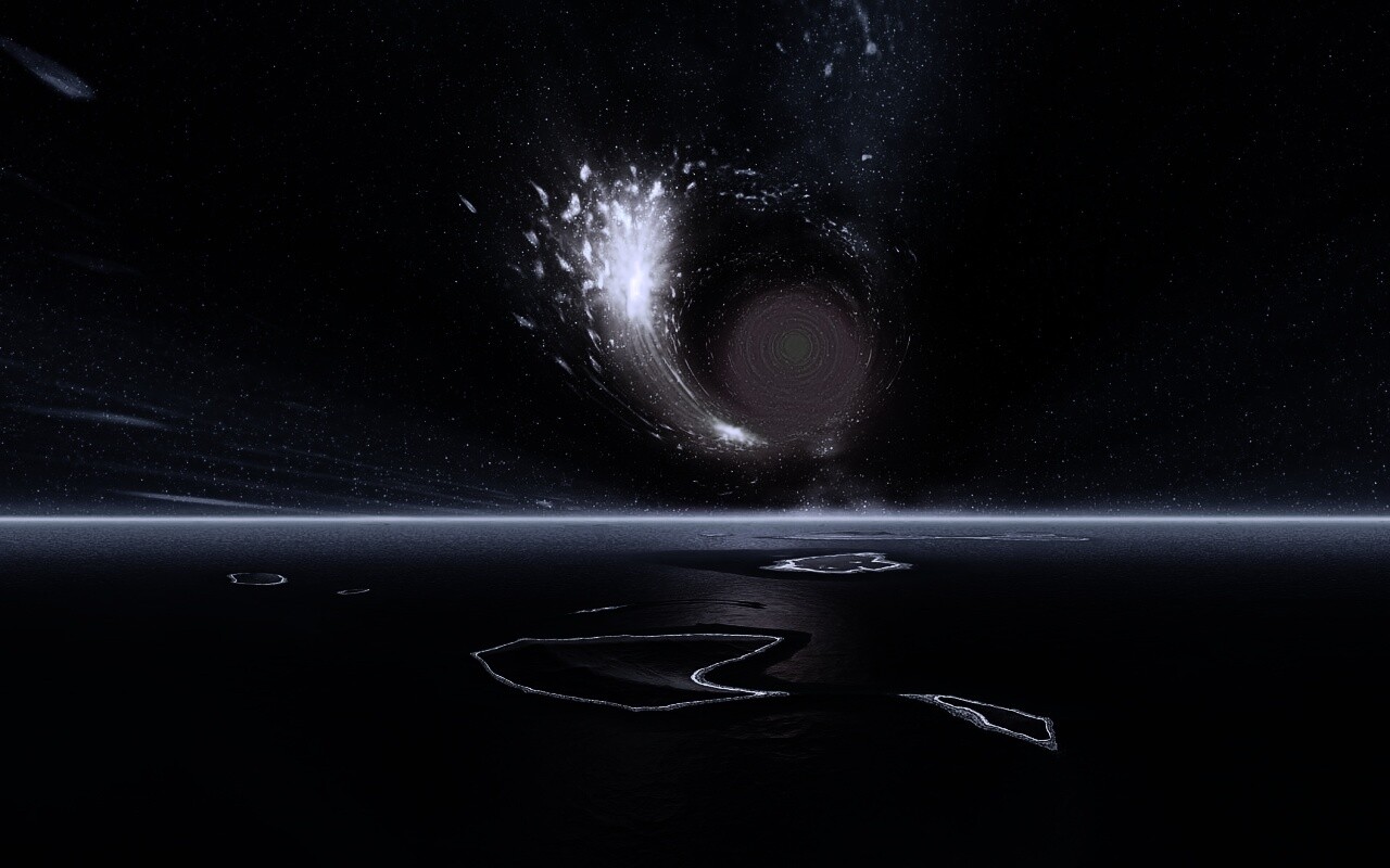 Красная дыра над океаном обои