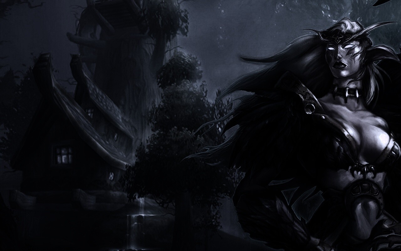 Тёмная эльфика в лесу обои