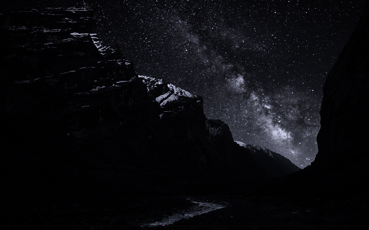 Обрыв под звездным небом обои