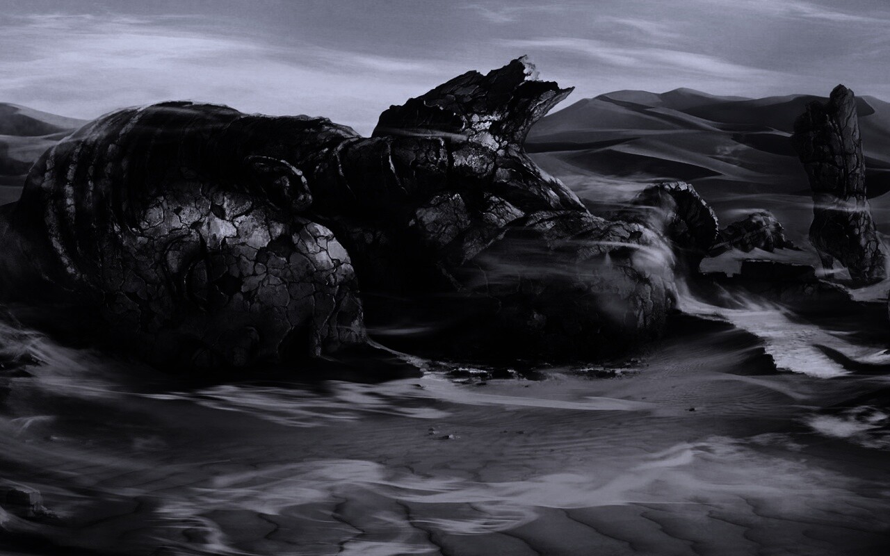 Развалины статуи в пустыне обои