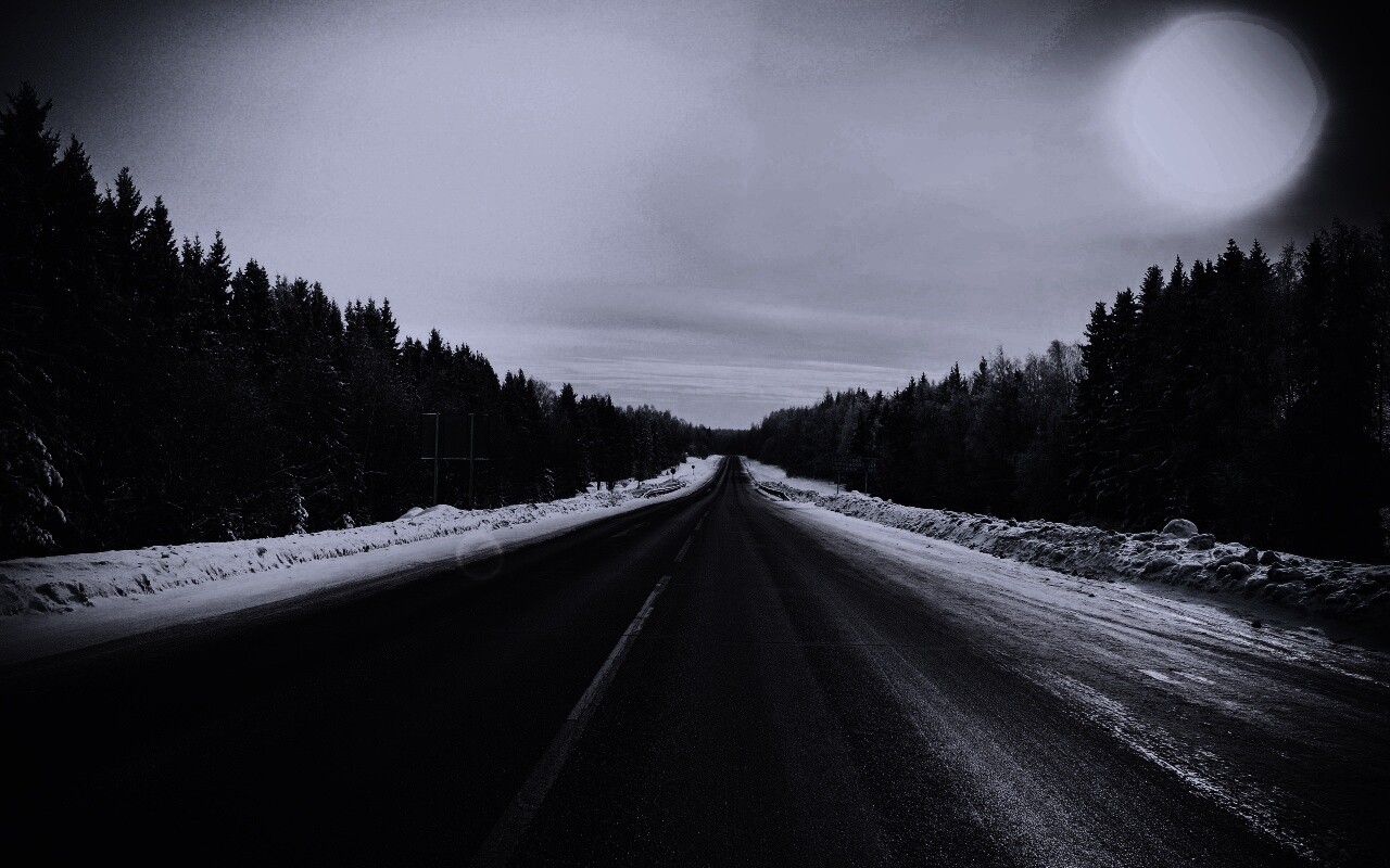 Дальняя дорога зимой обои