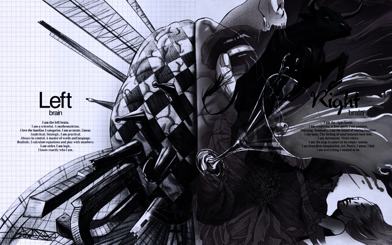 Левая и правая часть мозга обои