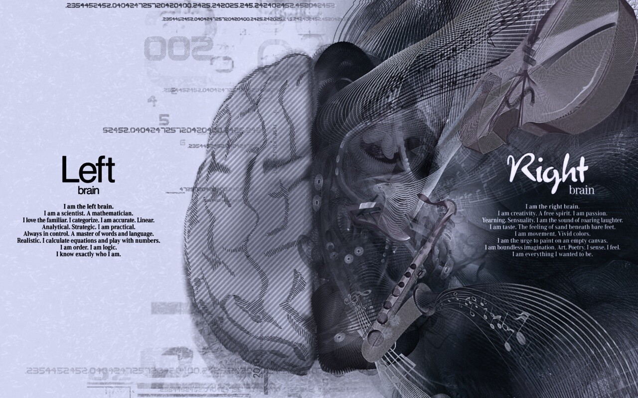 Левая и правая половина мозга обои
