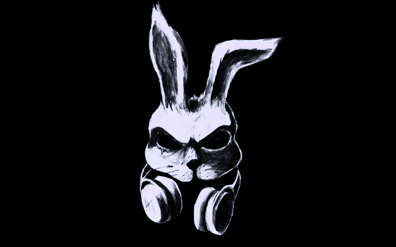 Кролик в наушниках обои