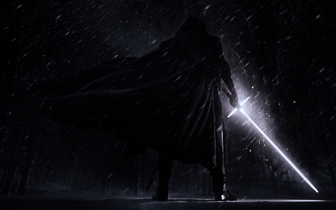 Кайло Рен в зимнем лесу обои