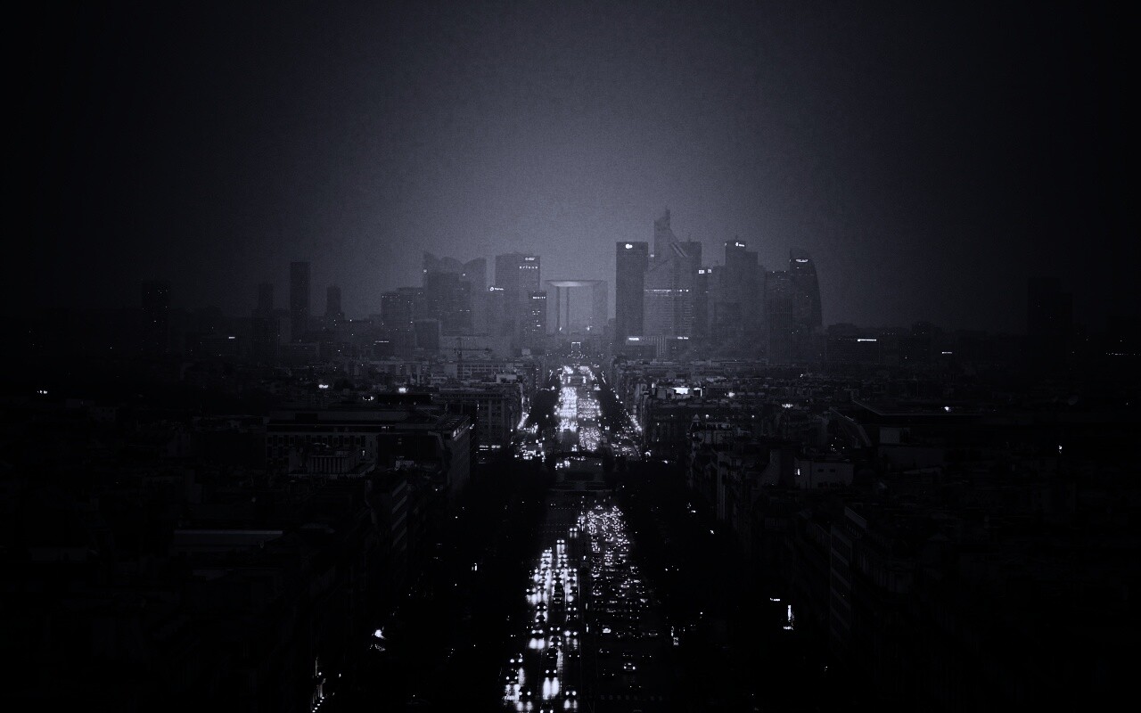 Ночной город в тумане обои