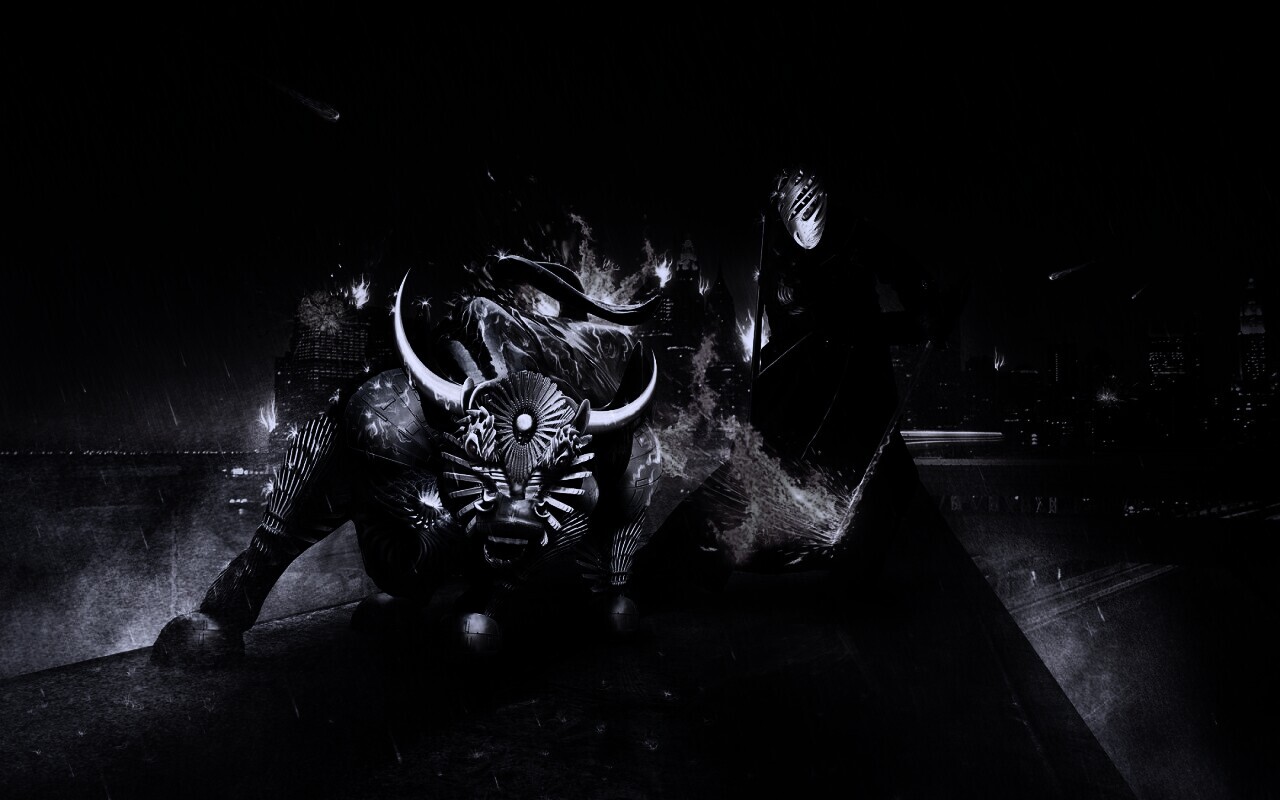 Воин и бык на крыше обои