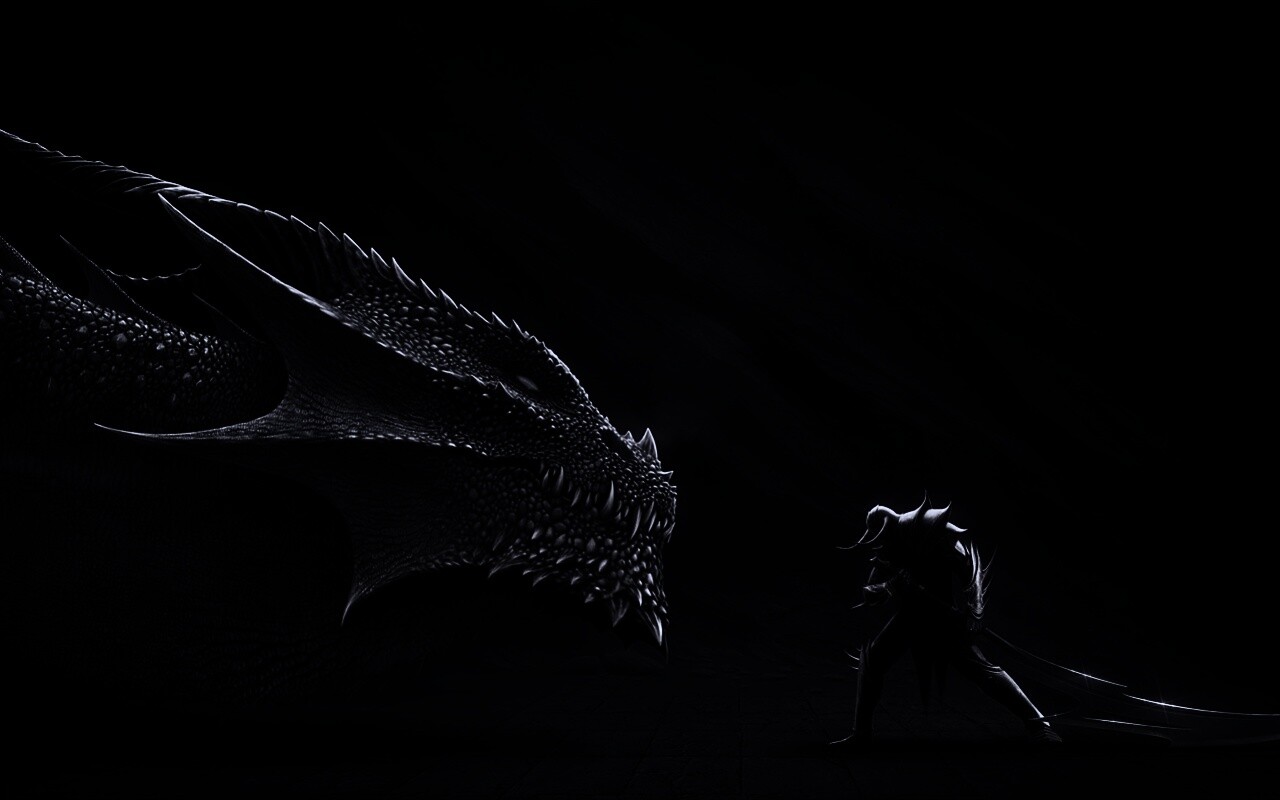 Дракон и воин обои