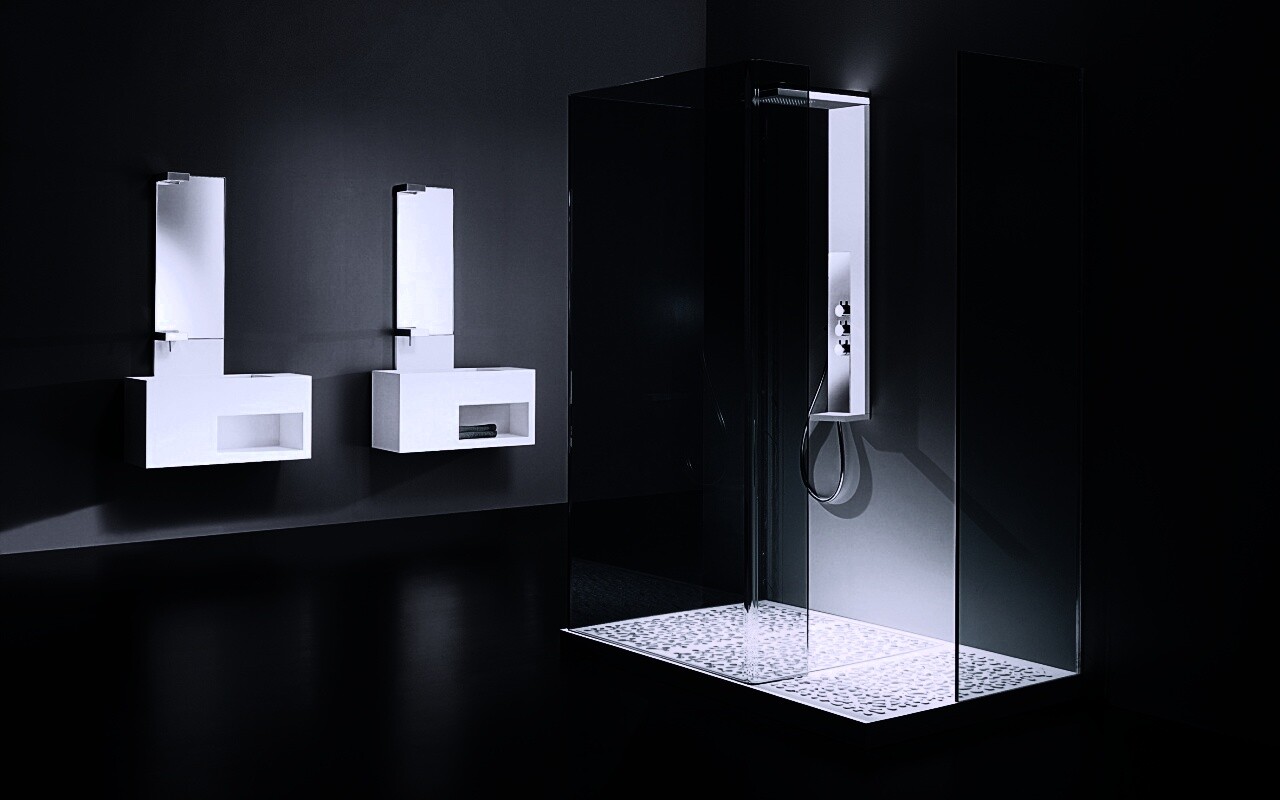 Ванная комната в стиле hi tech обои