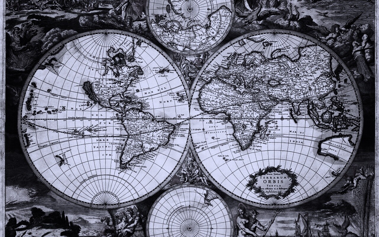 Старинная карта мира обои