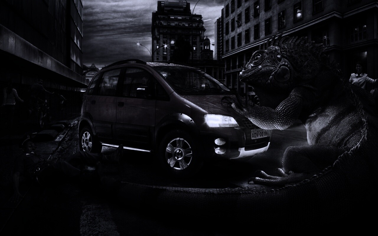 Ящерица в городе обои