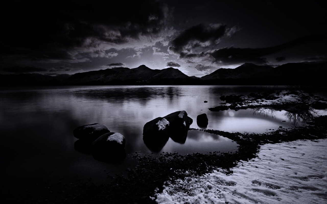 Картинный закат на озере обои