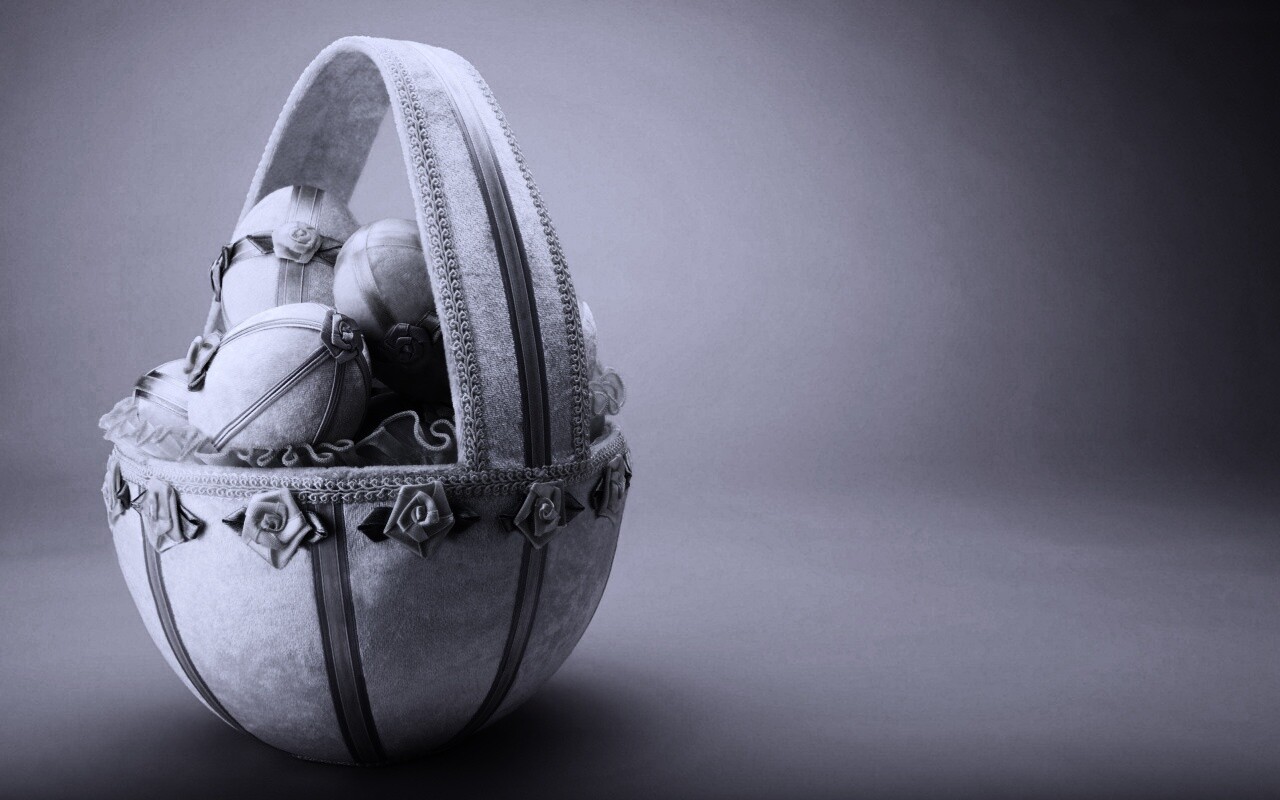 Пасхальная корзина с яйцами обои