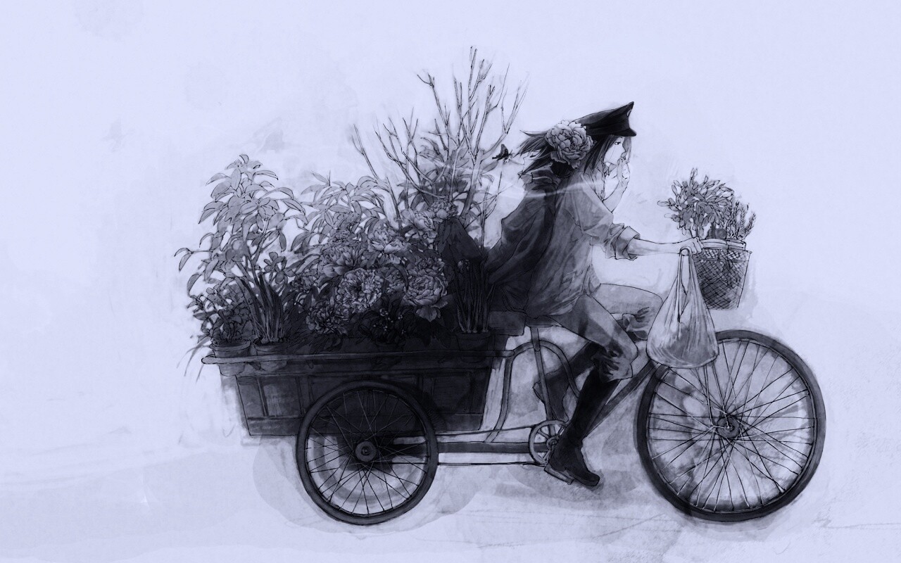 Развозчик цветов в пастельных тонах обои