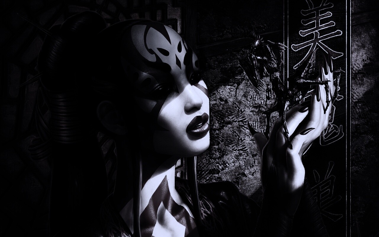 Девушка и богомол обои