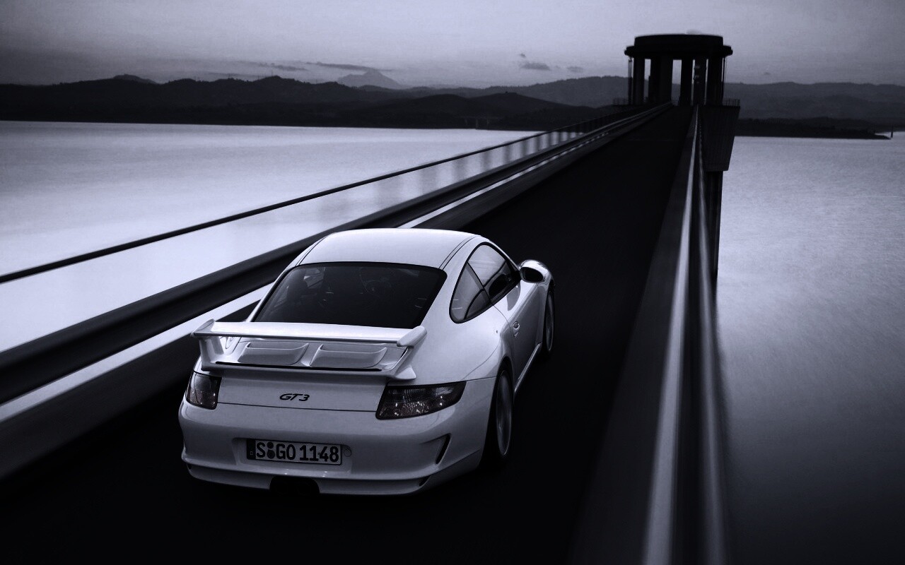 Порше на дамбе обои