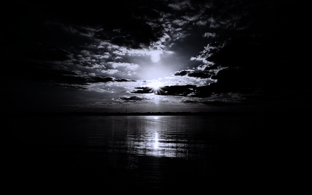 Закат над озером обои