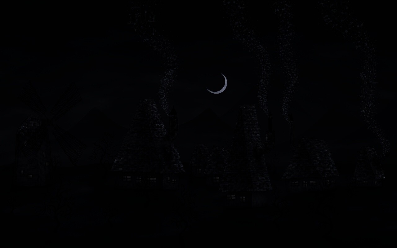 Ночная деревенька обои