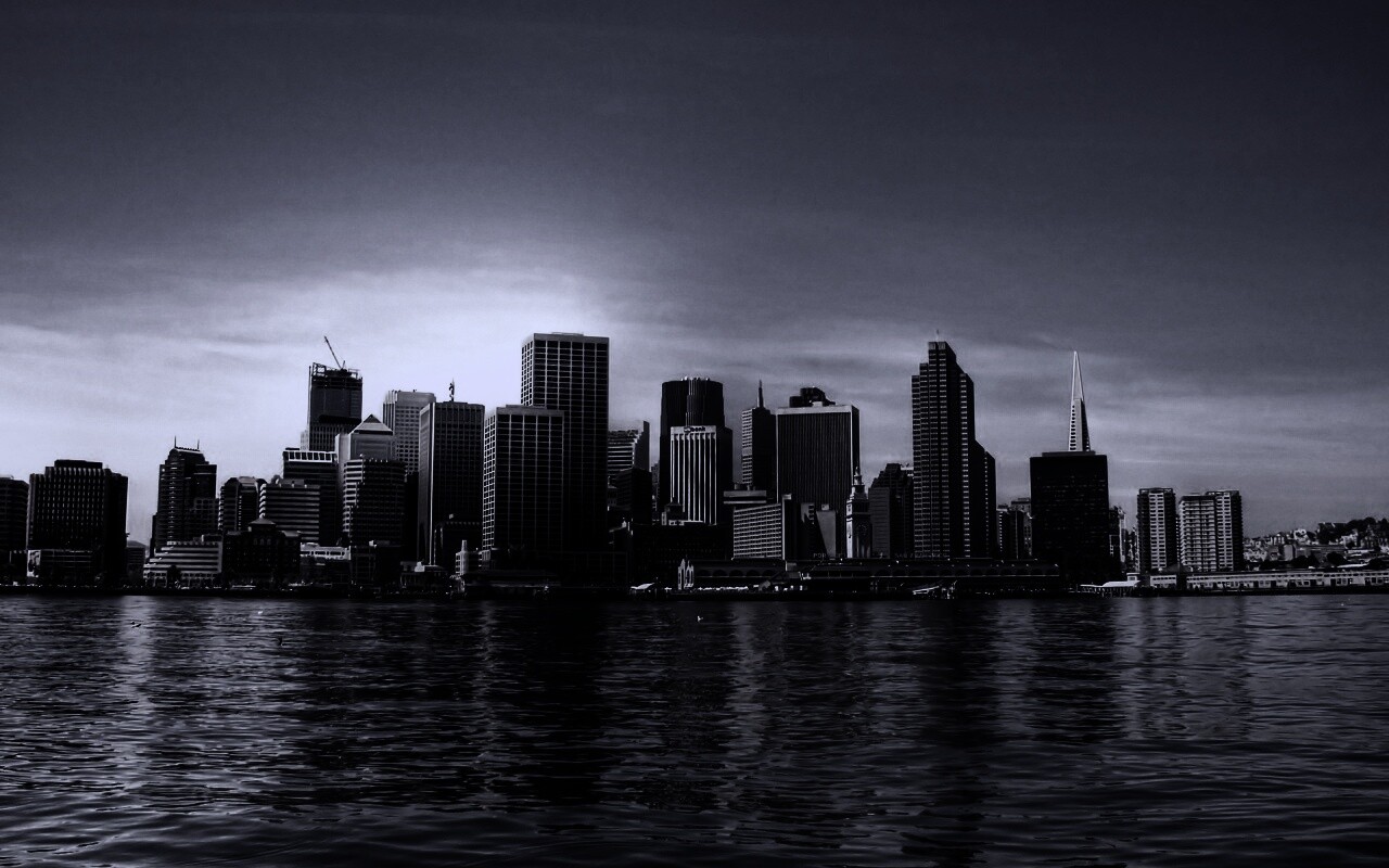 Небоскребы на береговой линии обои