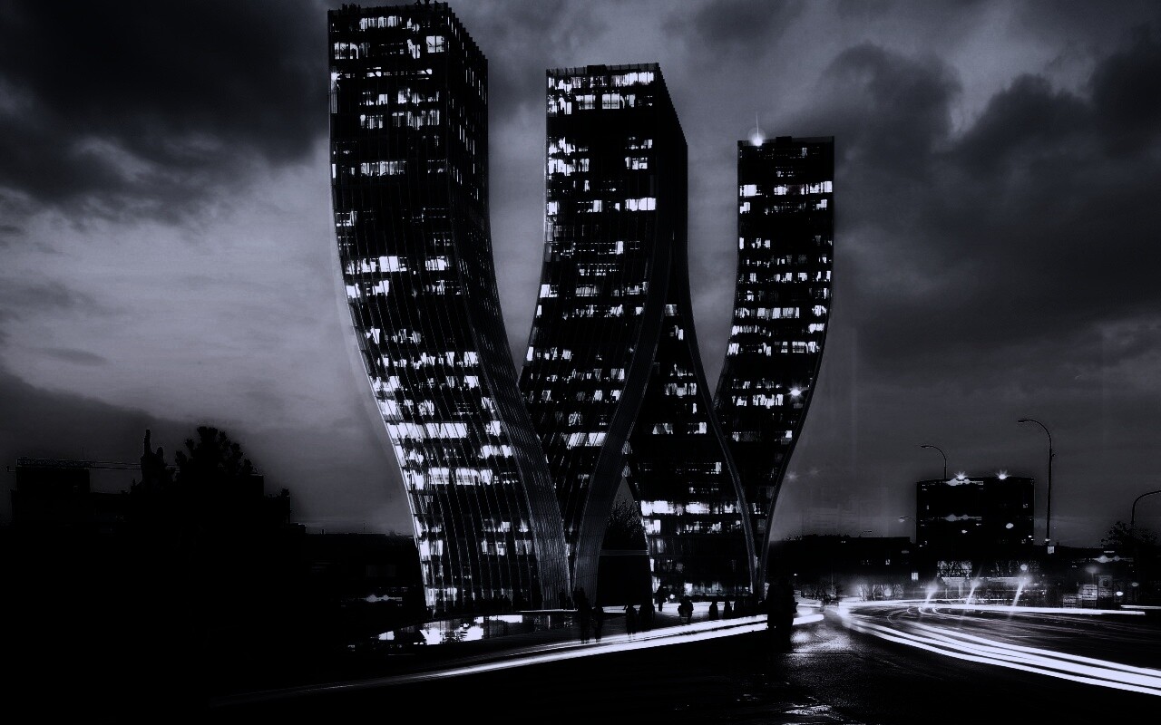 Здание в форме буквы W обои