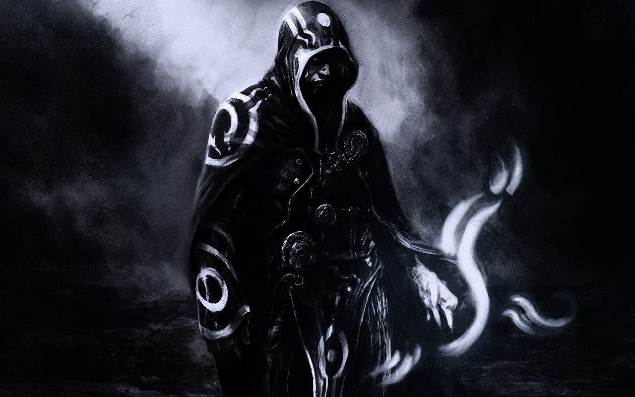 Темный маг в плаще-накидке обои