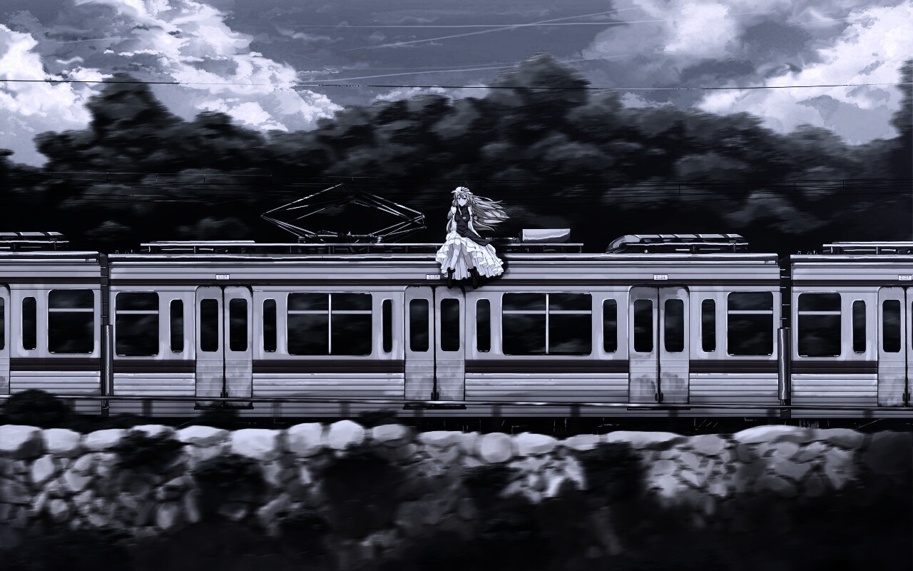 Девушка на крыше поезда обои