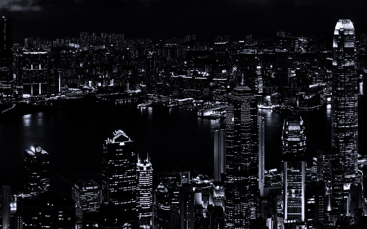 Небоскребы ночью обои