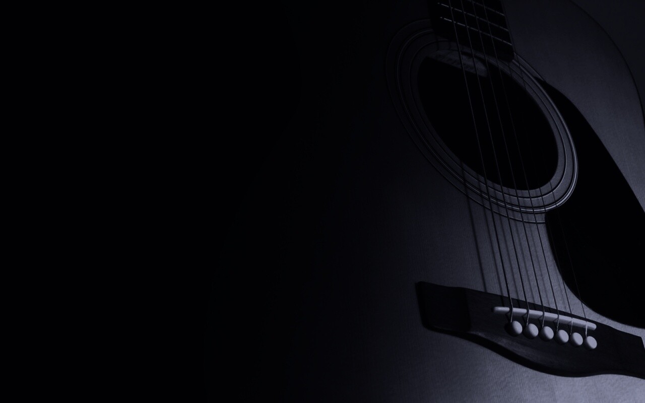 Акустическая гитара в синих тонах обои