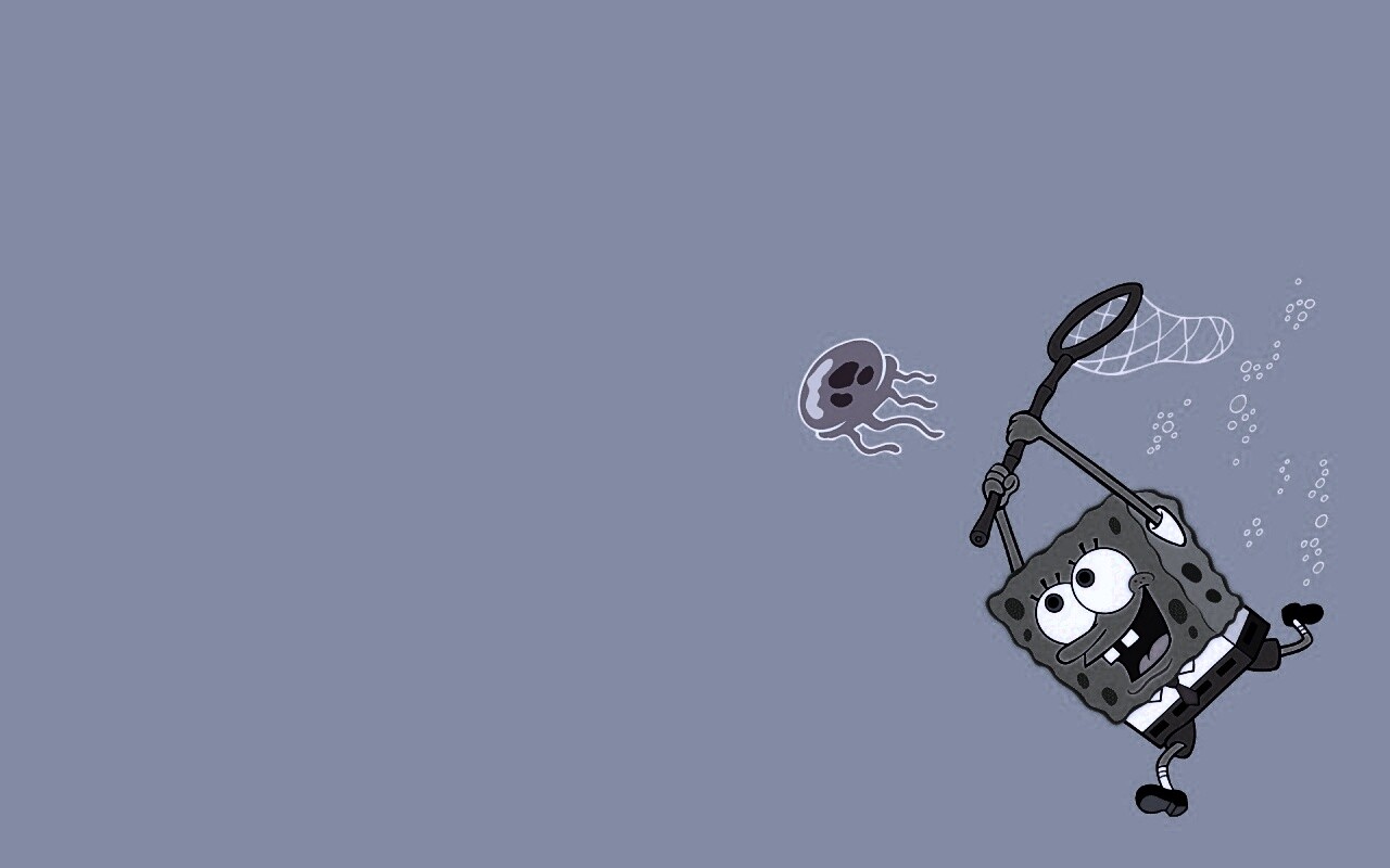 Губка Боб гонится за медузой обои