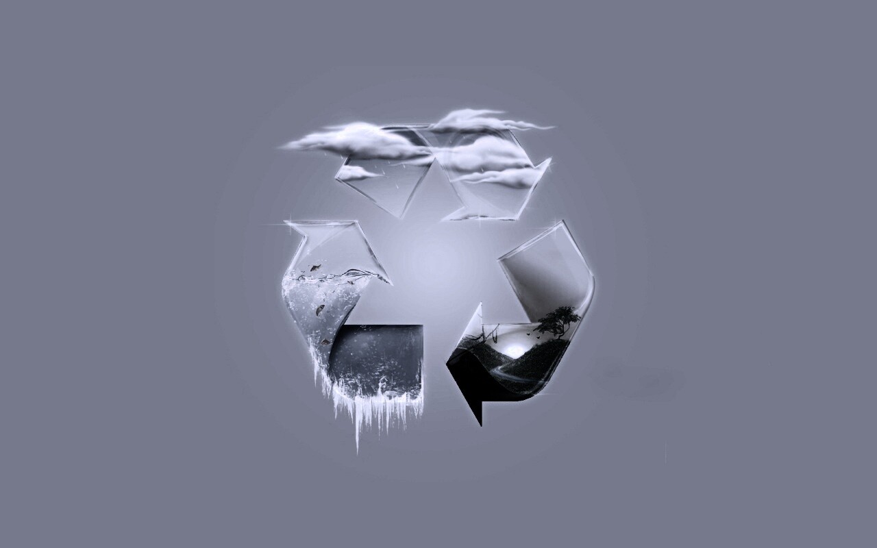 Круговорот воды в природе в значке переработки обои