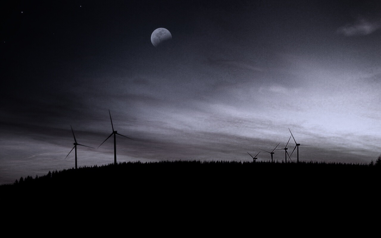 Закат за холмом обои