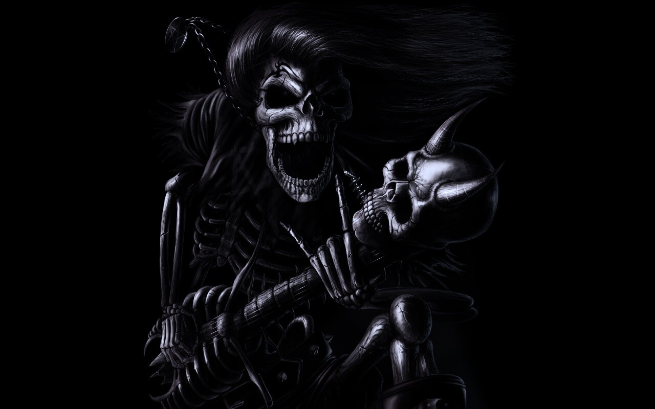 Скелет играет на скелет-гитары обои