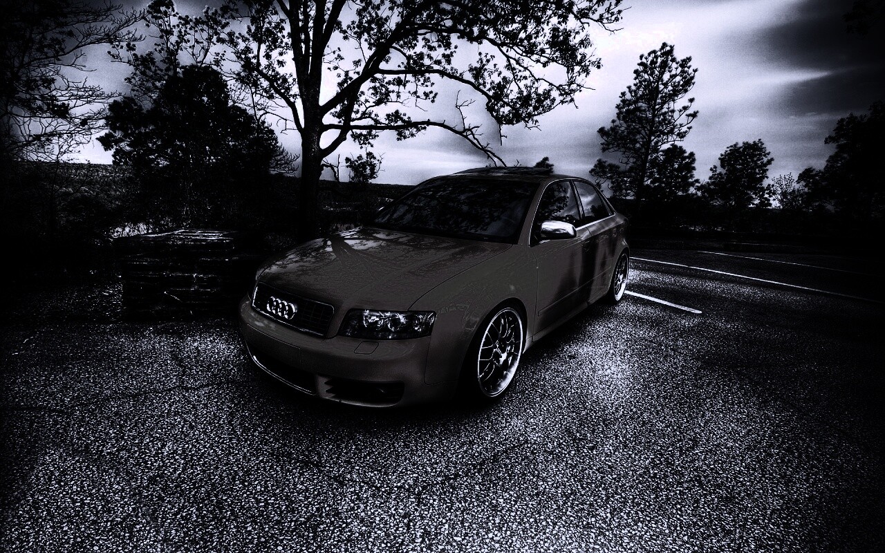 Желтый Ауди на дороге обои