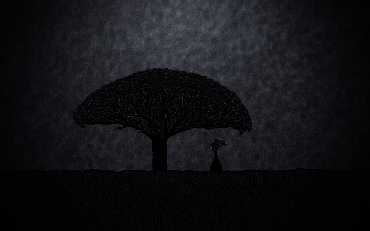 Нарисованное деревце обои