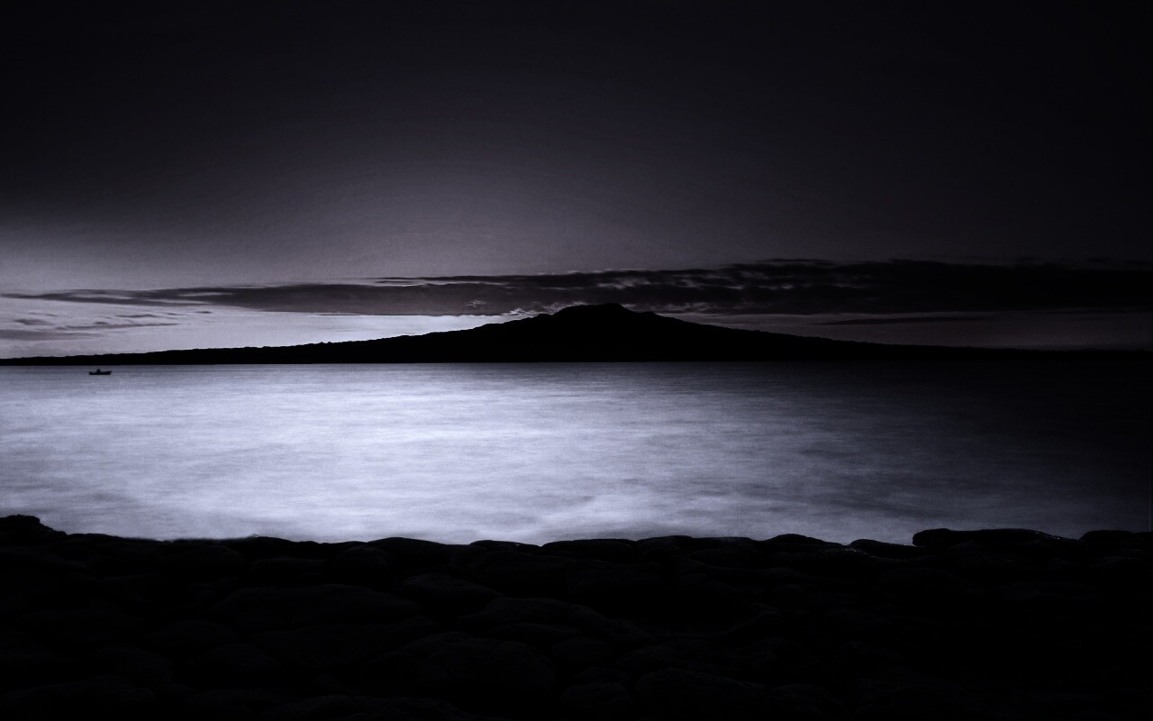 Закат за островом Рангитото обои