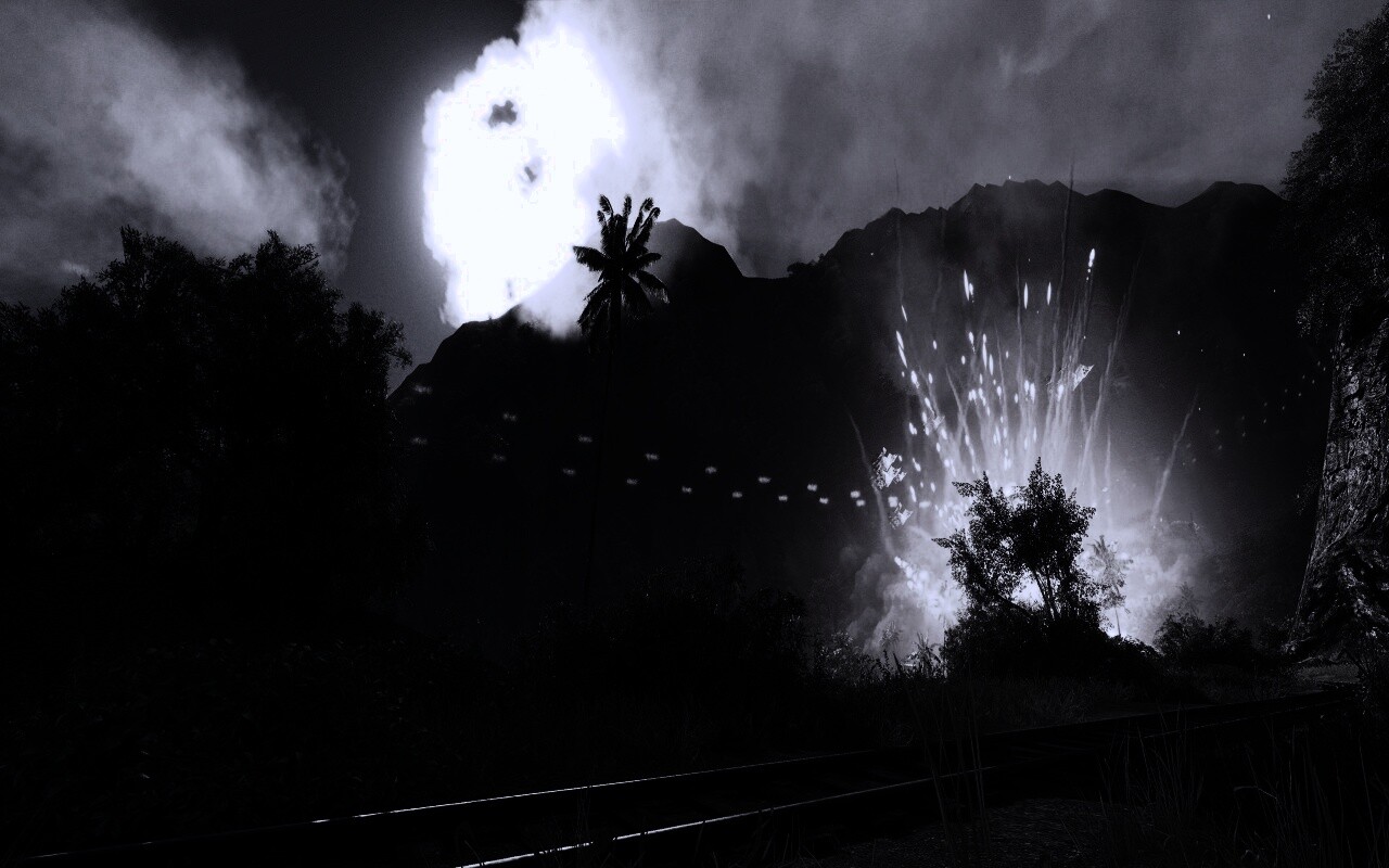 Взрыв в кустах обои