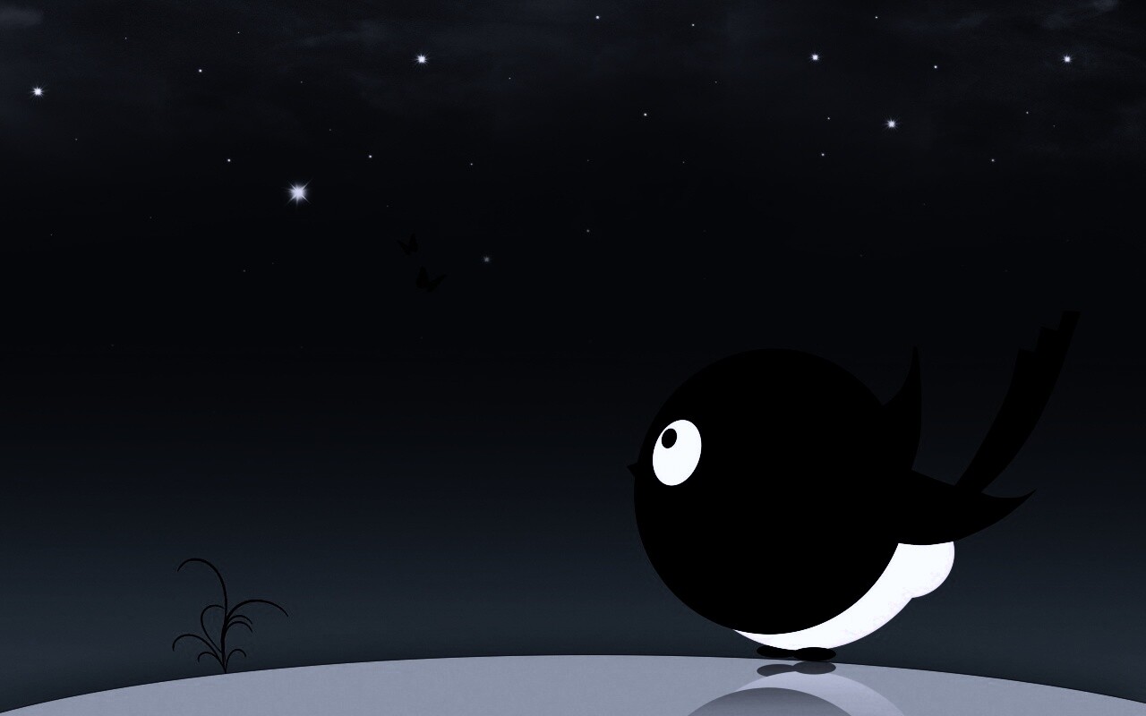 Нарисованная птичка обои