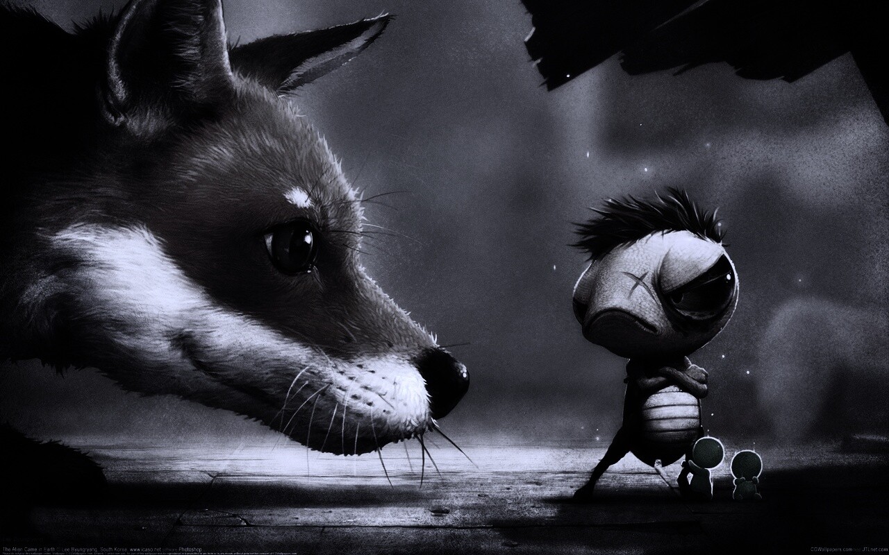 Лиса и жук обои