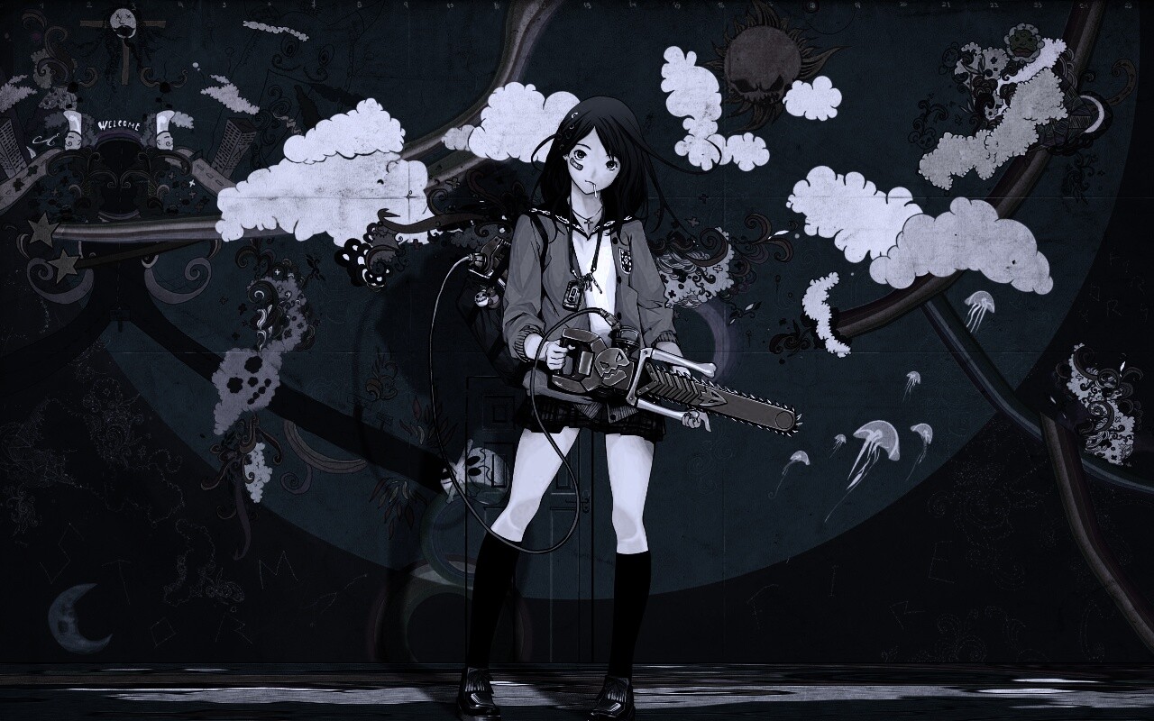 Девушка с бензопилой обои