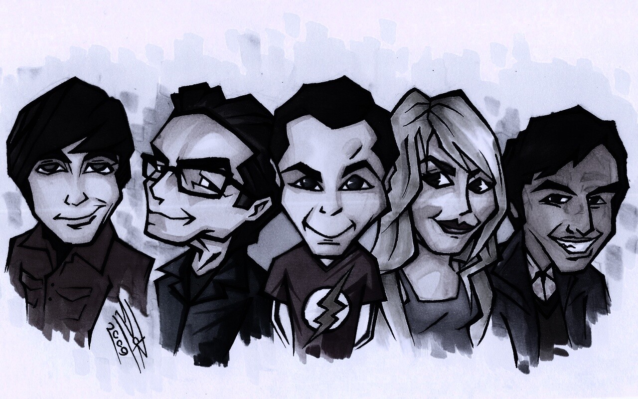 Скетч с персонажами Теории Большого взрыва обои