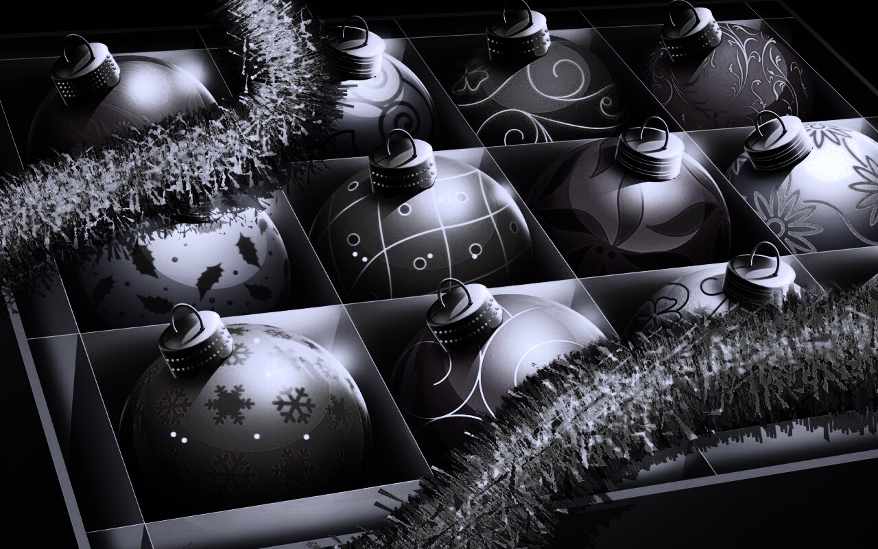 Елочные игрушки в коробке обои