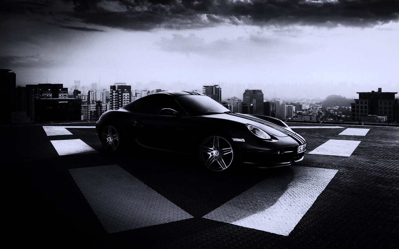 Порш на вертолетной площадке обои