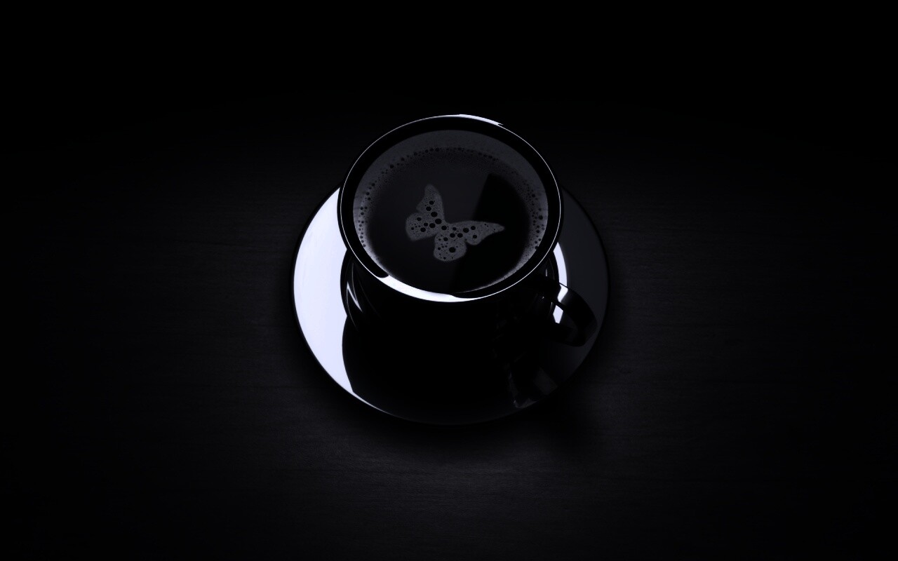 Чашка кофе с пенкой в форме бабочки обои