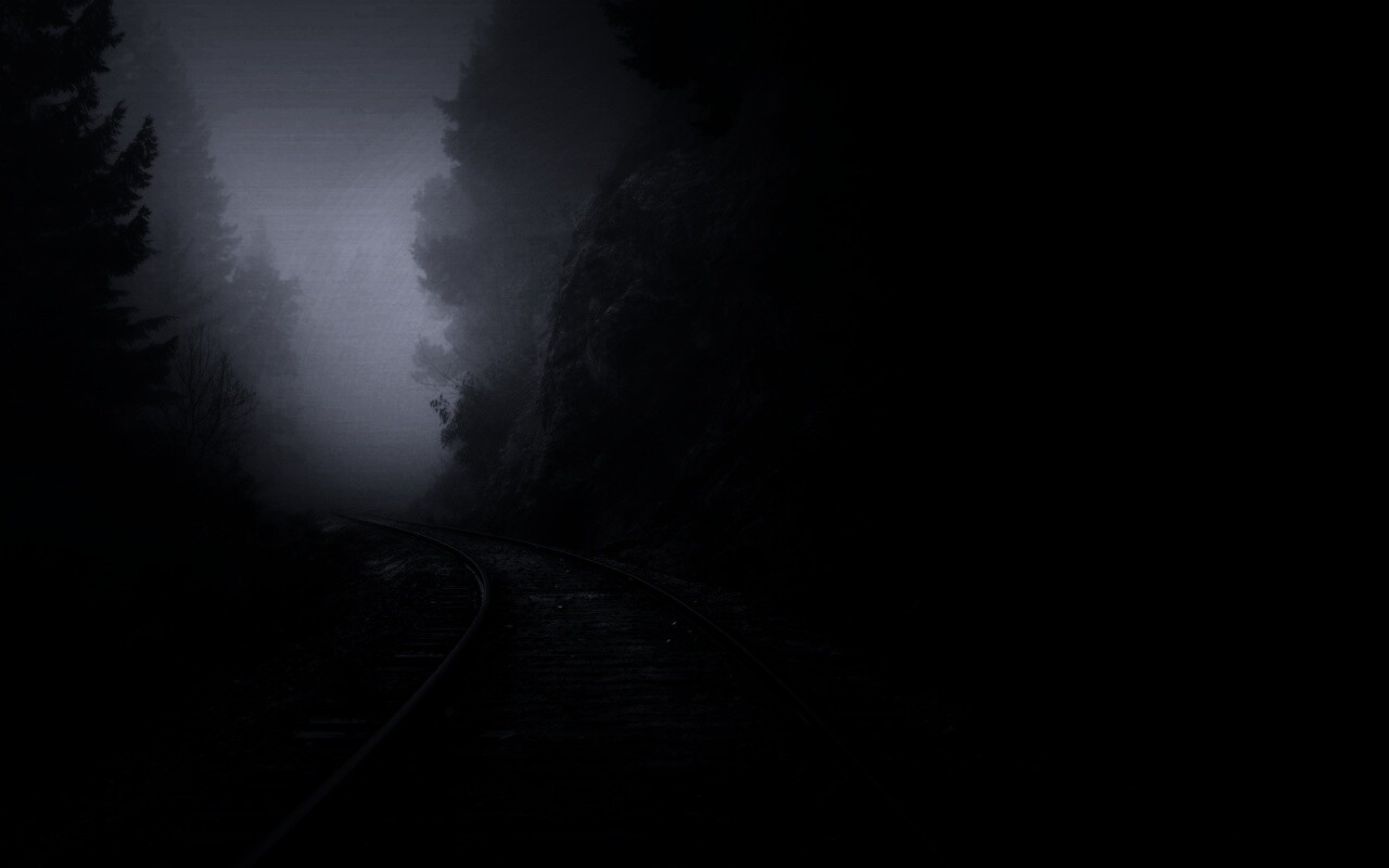 Рельсы уходя в туман обои