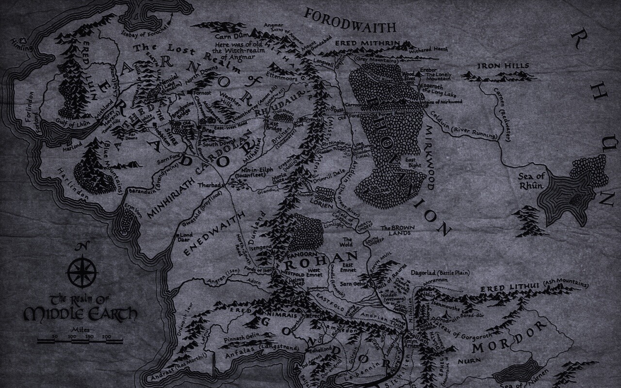 Карта Средиземья обои