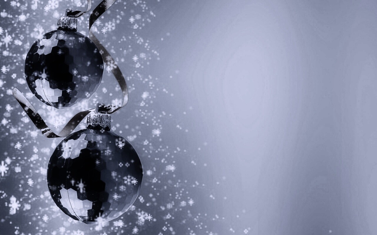 Синие новогодние шары обои